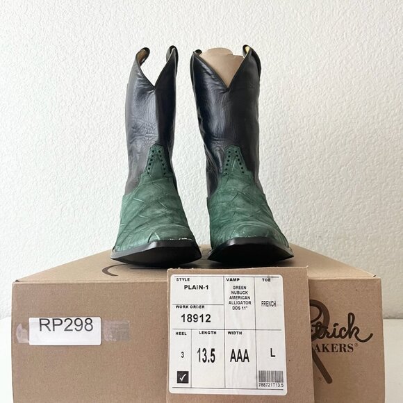 NEW Rod Patrick Mens Cowboy Boots 13.5AAA Green Alligator Western French Toe - Picture 13 of 14